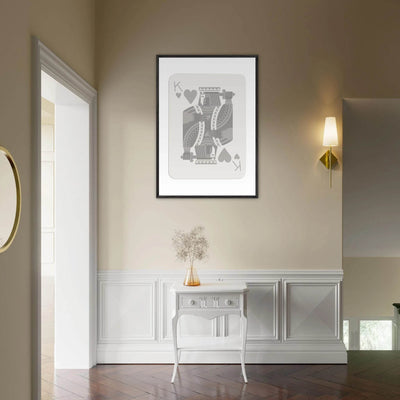 King of Hearts Poker Card Print - Modern Art Framed Poster, Eco-Friendly Wood Frame in Your Choice of Finish - Vibrantwalls