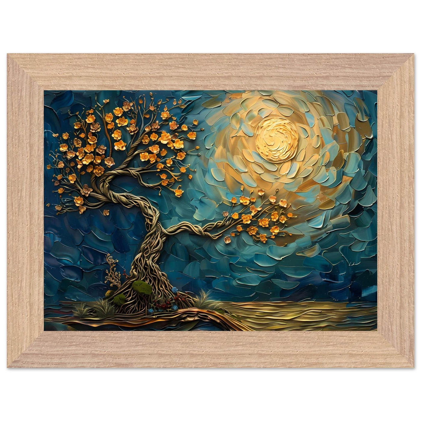 Tree of Life Jewelry - Golden Blooms & Midnight Sky Design - Vibrantwalls