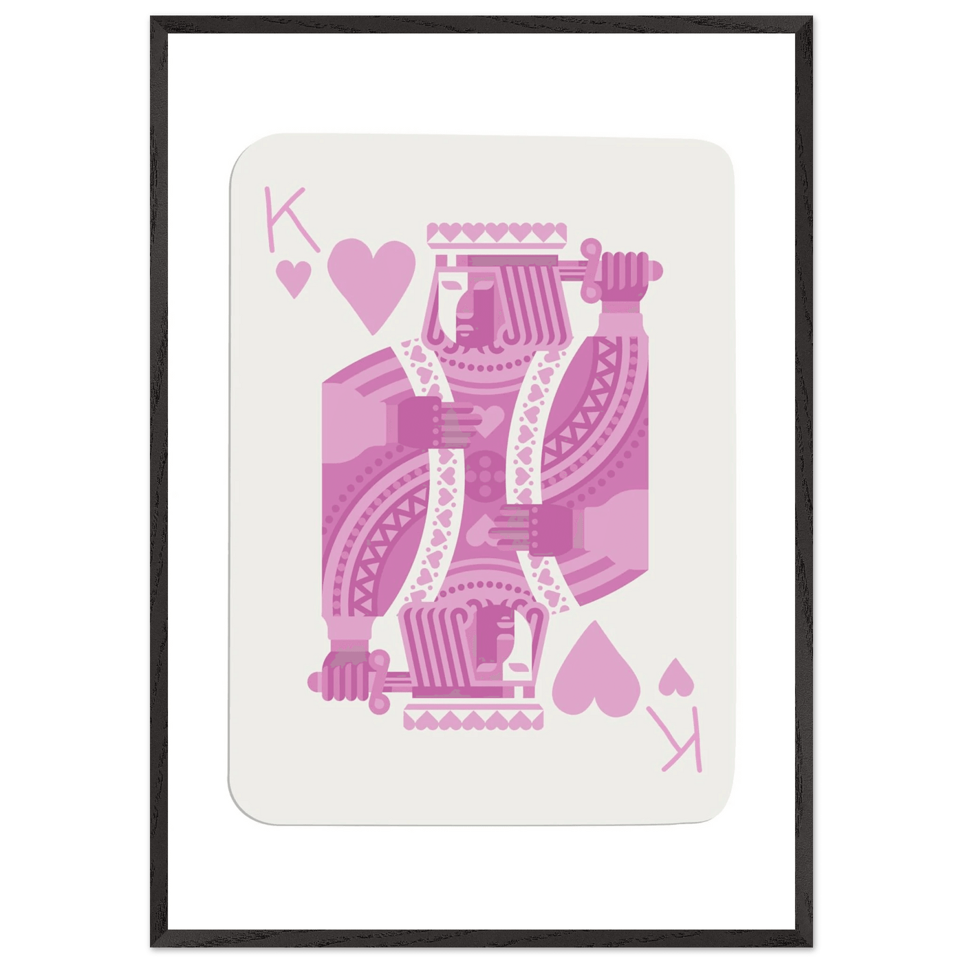 King of Hearts Modern Pink Poker Card Art - Mounted Framed Poster, Eco-Friendly Wood Frame - Vibrantwalls