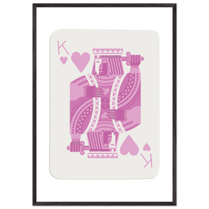 King of Hearts Modern Pink Poker Card Art - Mounted Framed Poster, Eco-Friendly Wood Frame - Vibrantwalls