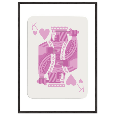 King of Hearts Modern Pink Poker Card Art - Mounted Framed Poster, Eco-Friendly Wood Frame - Vibrantwalls