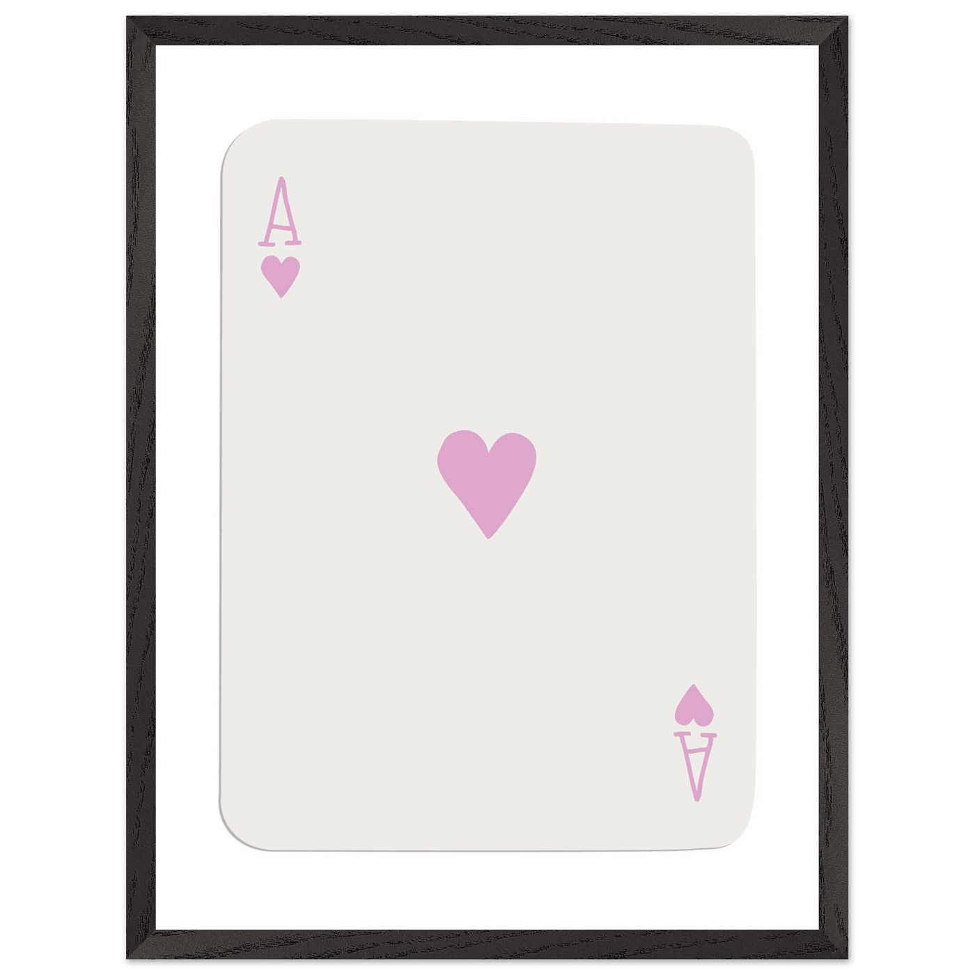 Minimalist Ace of Hearts Poker Card Print - Mounted Framed Poster Art, Eco-Friendly Wood Frame - Vibrantwalls