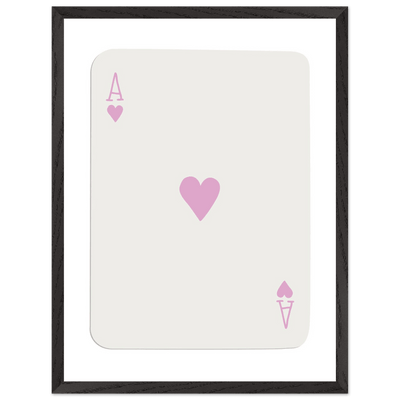 Minimalist Ace of Hearts Poker Card Print - Mounted Framed Poster Art, Eco-Friendly Wood Frame - Vibrantwalls