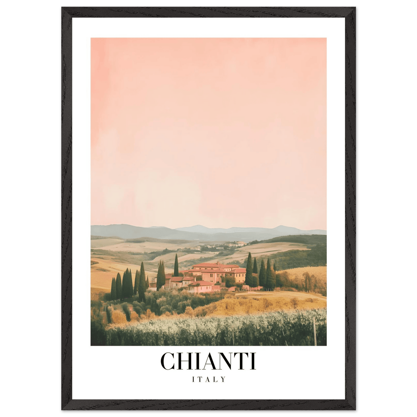 Chianti, Italy Framed Poster – Vintage Tuscan Countryside Wall Art with Customizable Wooden Frame - Vibrantwalls