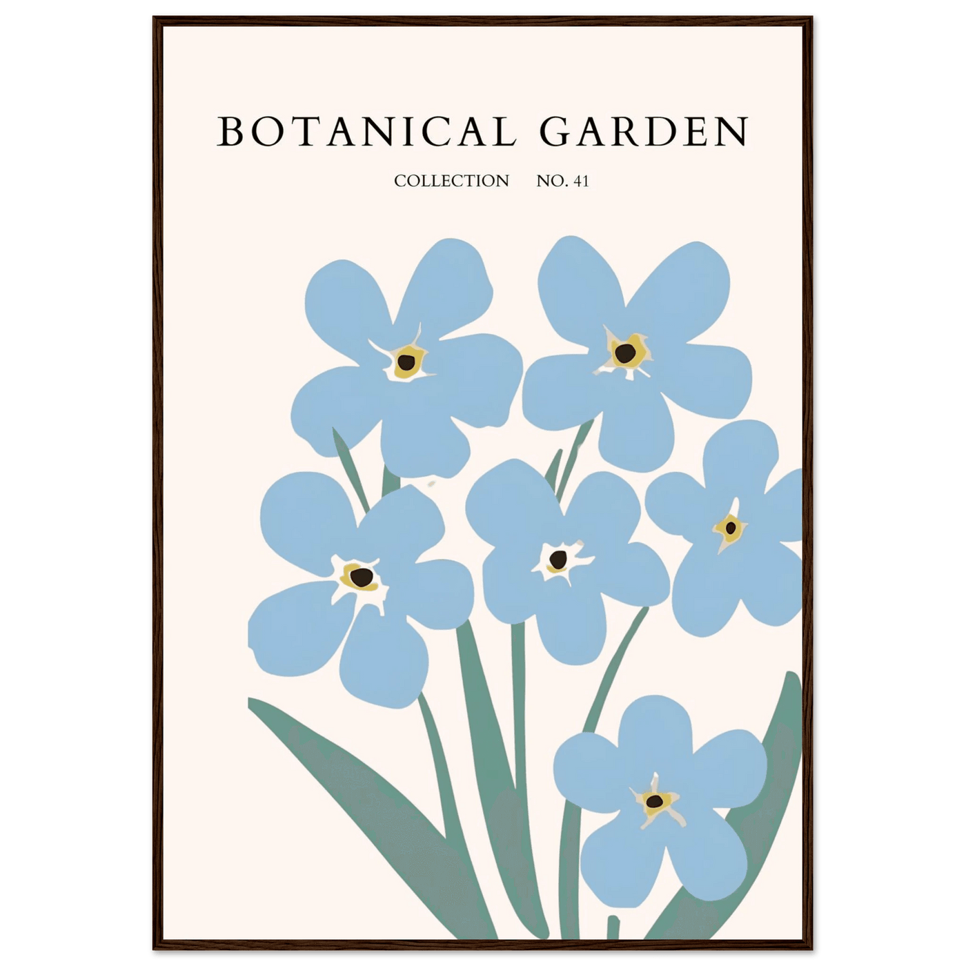 Botanical Garden Forget-Me-Nots Framed Poster - Soft Blue Floral Art Print | Ready-to-Hang Wall Decor - Vibrantwalls