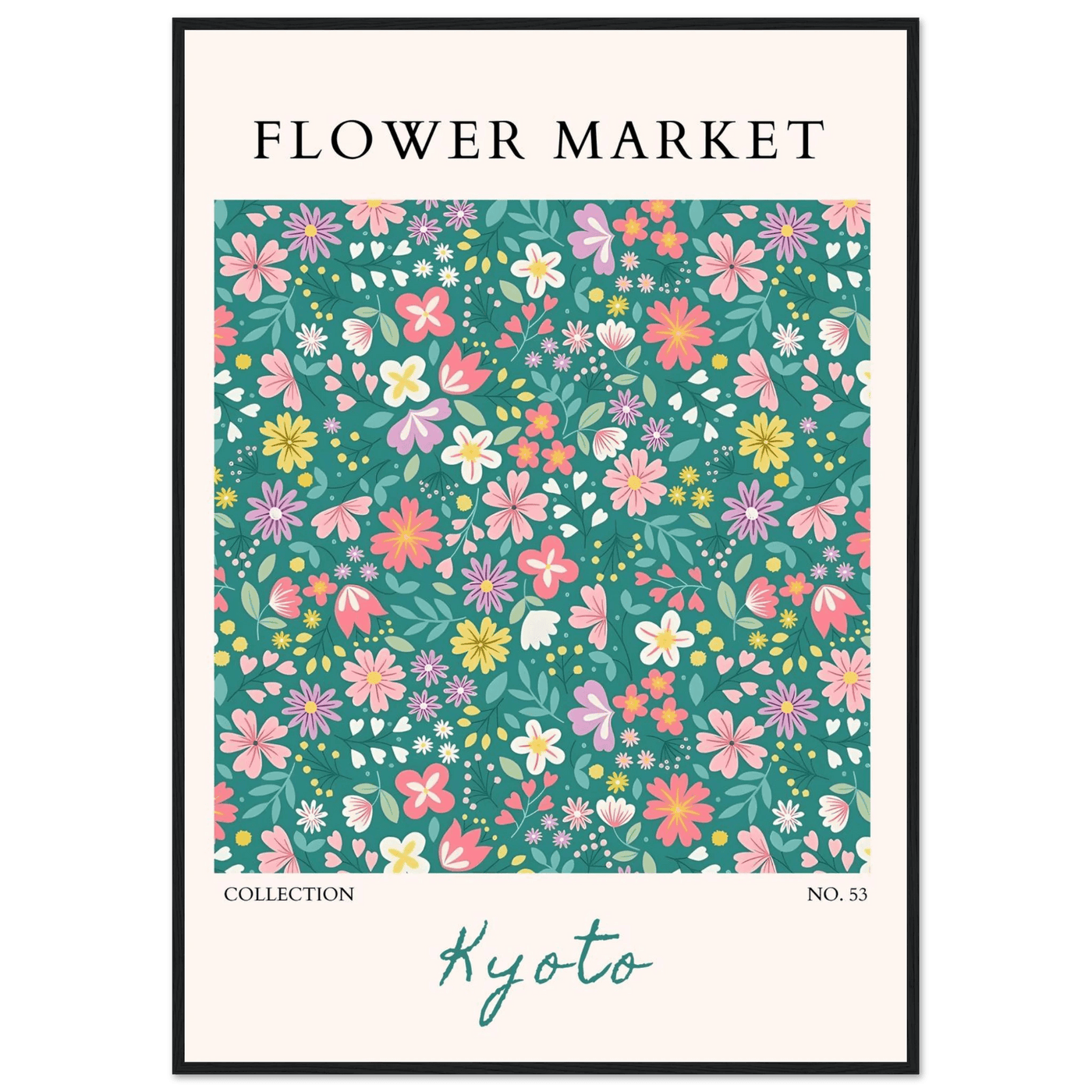 Kyoto Flower Market Framed Poster – Whimsical Floral Art Print for a Touch of Spring | Ready-to-Hang Decor - Vibrantwalls