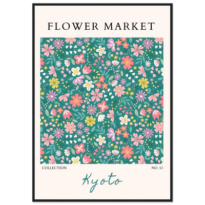 Kyoto Flower Market Framed Poster – Whimsical Floral Art Print for a Touch of Spring | Ready-to-Hang Decor - Vibrantwalls