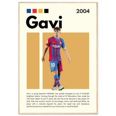Gavi FC Barcelona Soccer Framed Football Poster 70x100 cm 28x40″ Wood frame Vibrantwalls