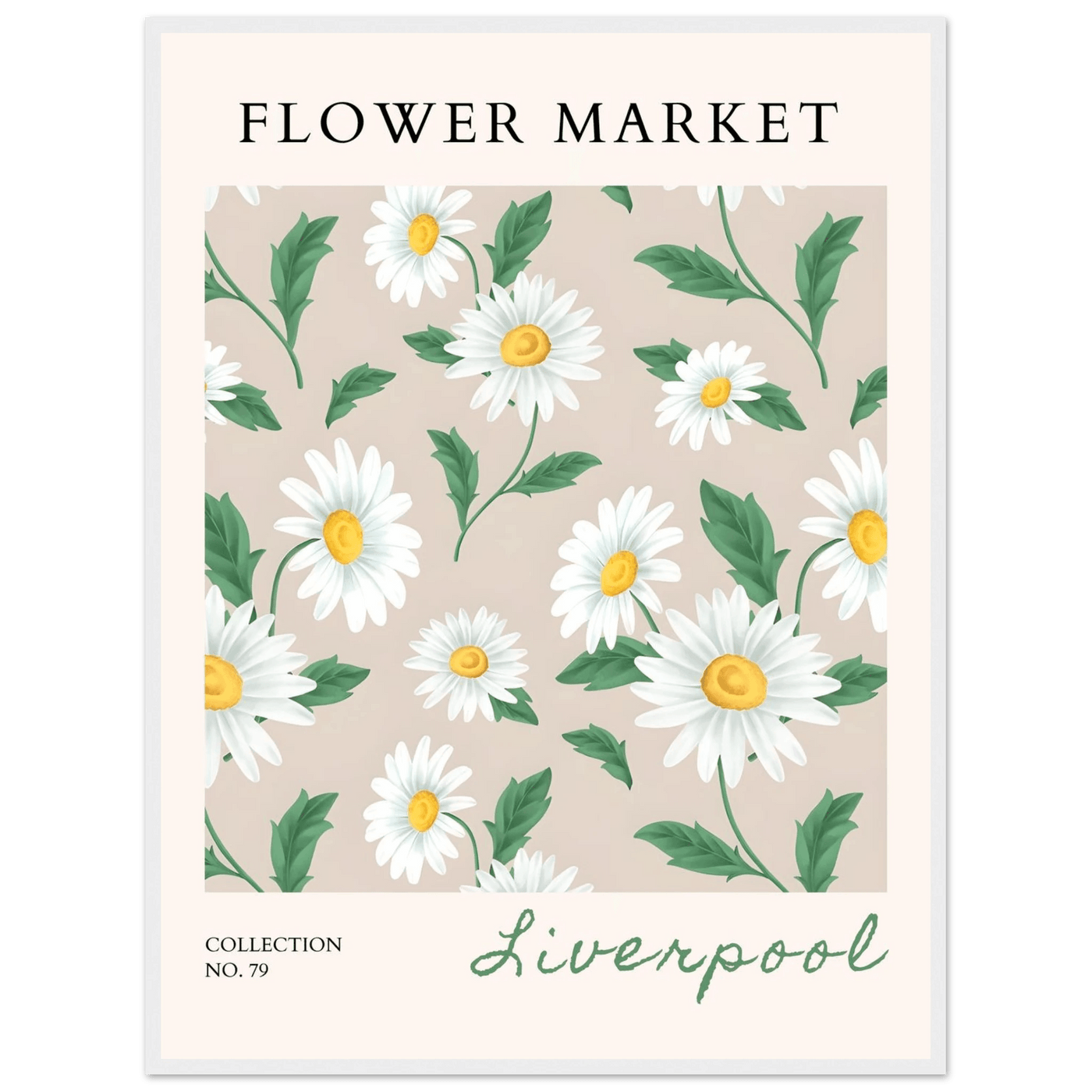 Charming Daisy Field Framed Poster – Botanical 'Flower Market' Art Print | Ready-to-Hang in Your Choice of Frame - Vibrantwalls
