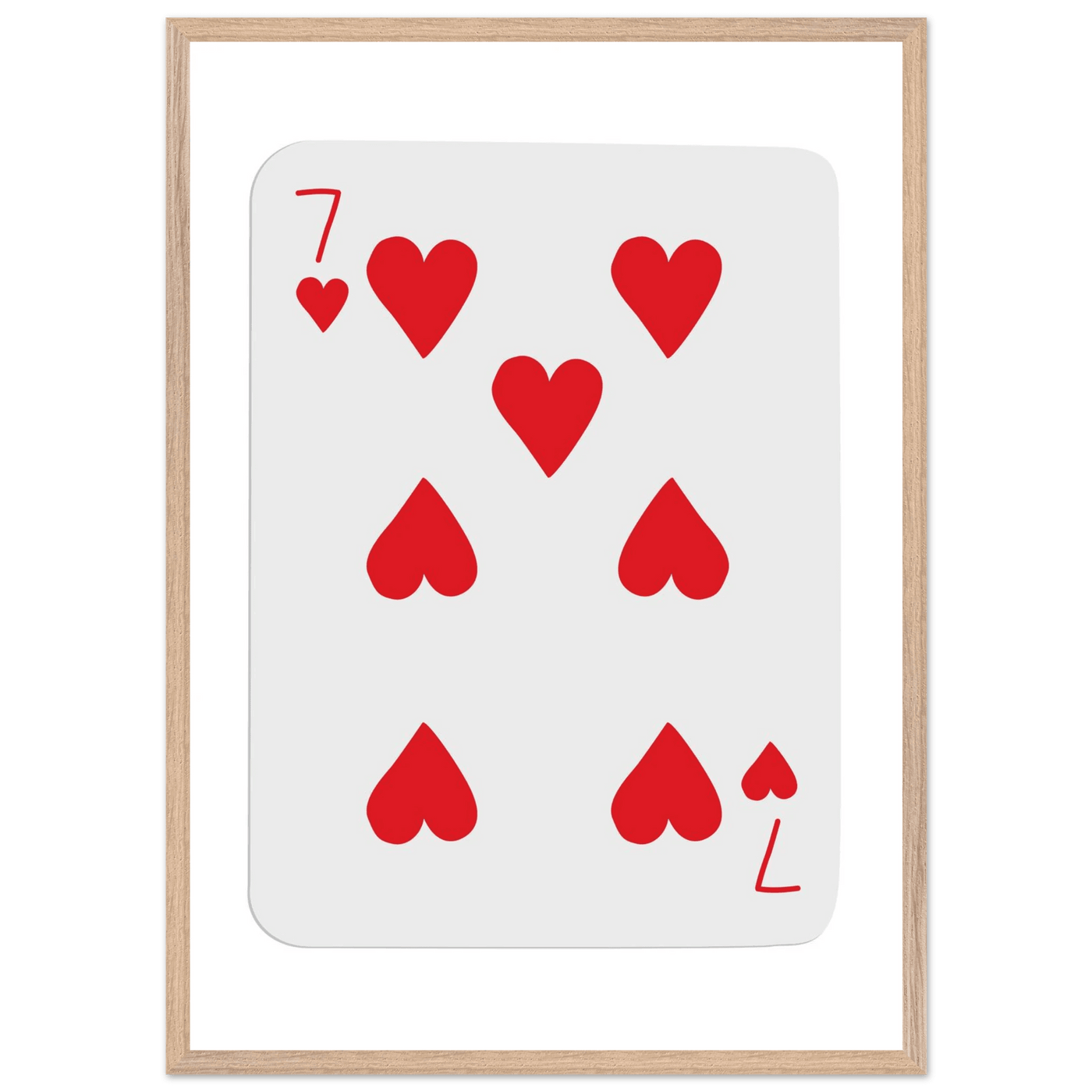 Lucky 7 of Hearts Poker Card Print - Mounted Framed Wall Art, Eco-Friendly Wood Frame & Multiple Sizes - Vibrantwalls