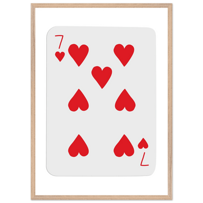 Lucky 7 of Hearts Poker Card Print - Mounted Framed Wall Art, Eco-Friendly Wood Frame & Multiple Sizes - Vibrantwalls
