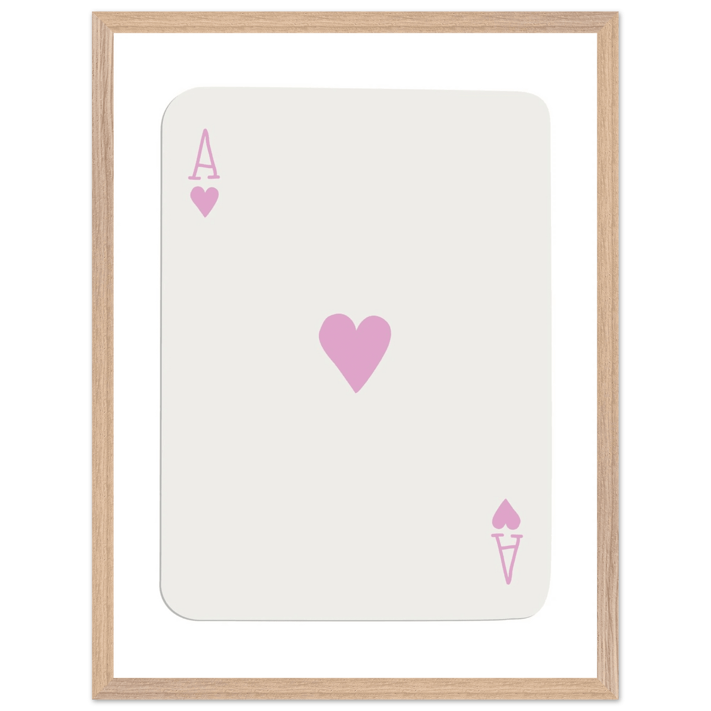 Minimalist Ace of Hearts Poker Card Print - Mounted Framed Poster Art, Eco-Friendly Wood Frame - Vibrantwalls