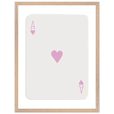 Minimalist Ace of Hearts Poker Card Print - Mounted Framed Poster Art, Eco-Friendly Wood Frame - Vibrantwalls
