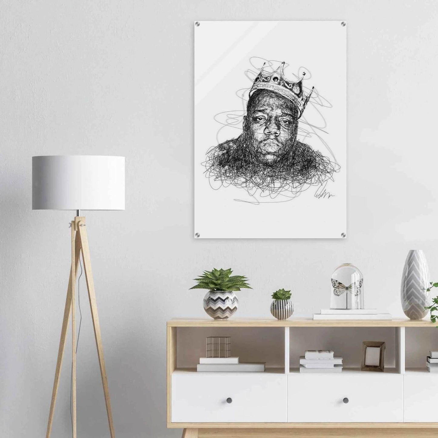 Notorious B.I.G. Scribble Art Acrylic Print – Iconic, Modern, Durable Wall Decor for Any Space - Vibrantwalls