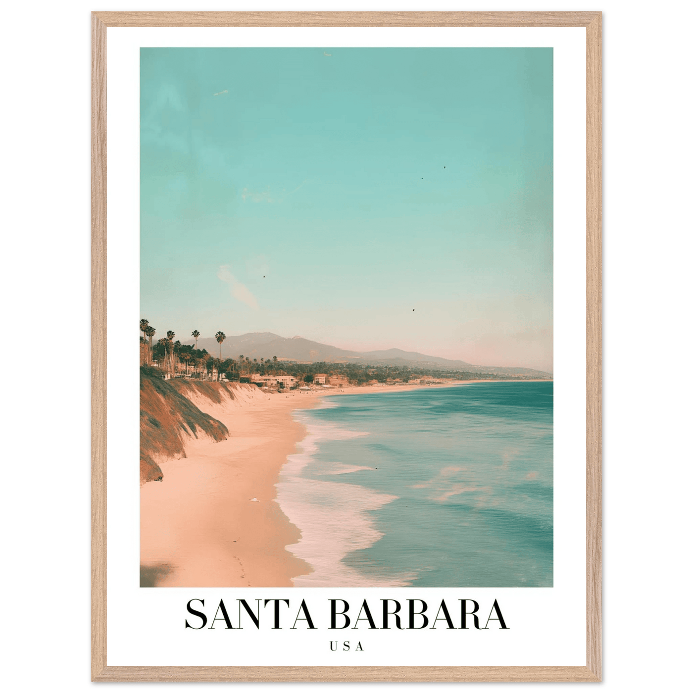 Santa Barbara USA Framed Poster – Pastel Beach Travel Wall Art in Your Choice of Frame - Vibrantwalls