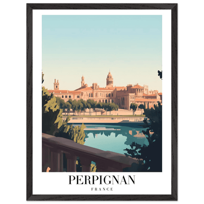 Perpignan France Framed Poster – Vintage Cityscape Wall Art with Wooden Frame - Vibrantwalls