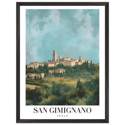 San Gimignano Italy Framed Poster – Vintage Tuscan Countryside Wall Art with Wooden Frame - Vibrantwalls
