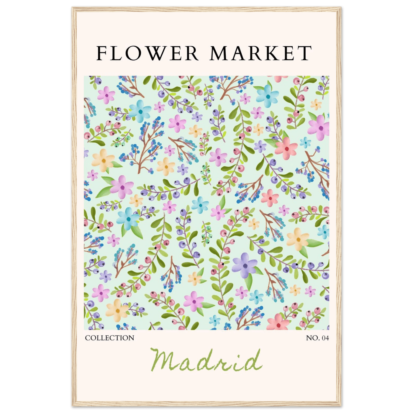 Flower Market Collection Framed Poster – Whimsical Floral & Berry Art Prints | Ready-to-Hang in Various Sizes - Vibrantwalls