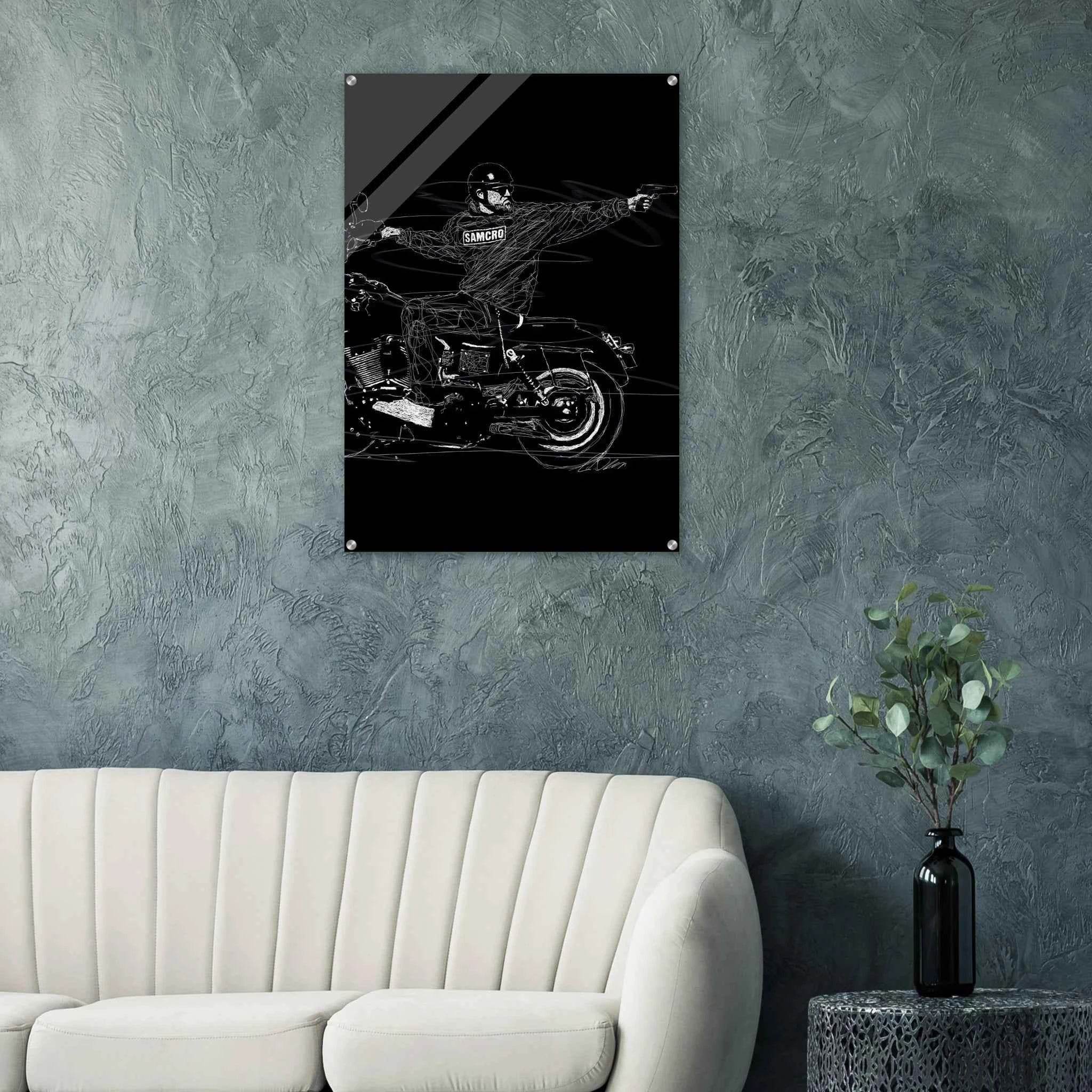 Sons of Anarchy Jax Teller Acrylic Print – Iconic Black & White Sketch Wall Art - Vibrantwalls