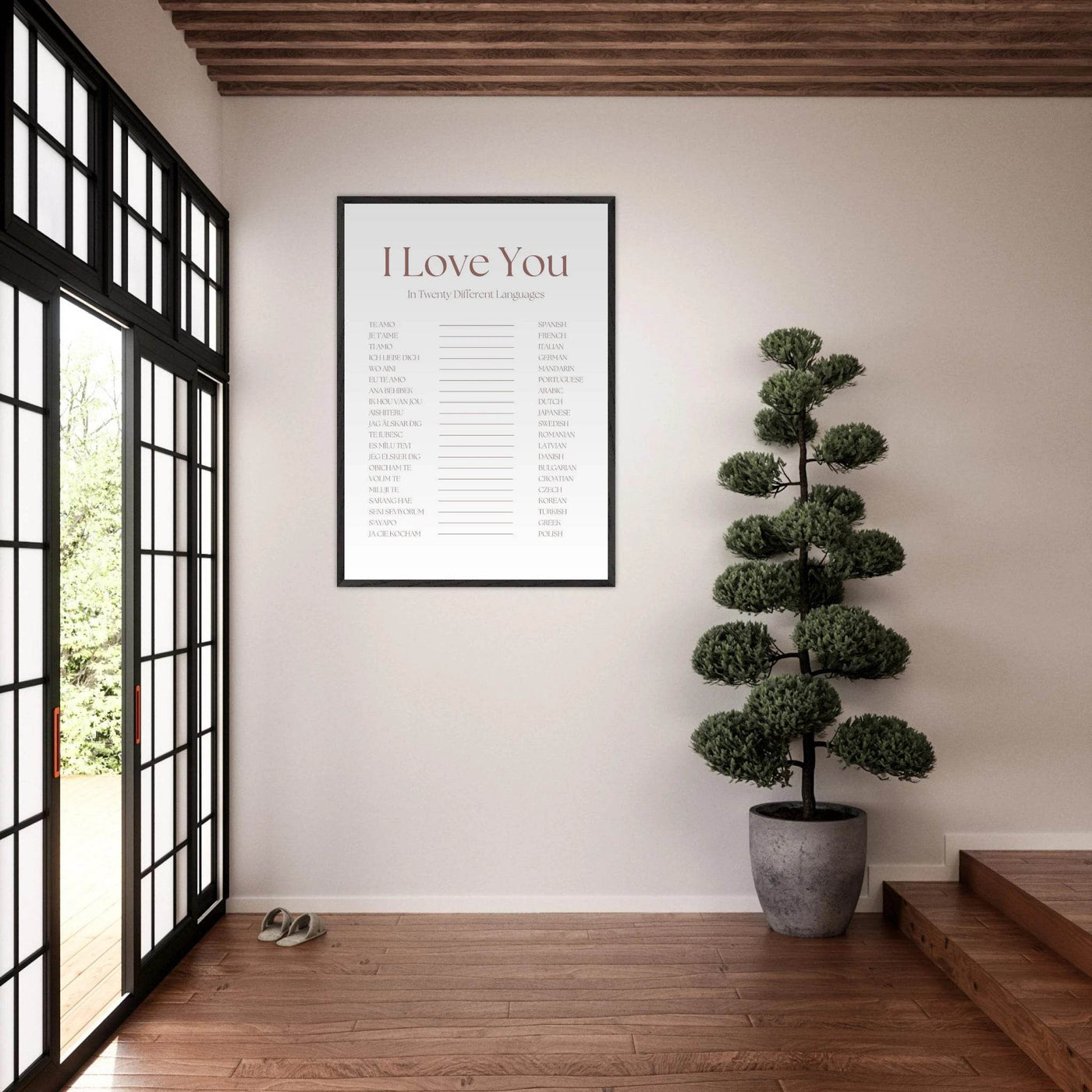 I Love You in 20 Languages - Mounted Framed Art Print, Eco-Friendly Wood Frame in Your Choice of Style - Vibrantwalls