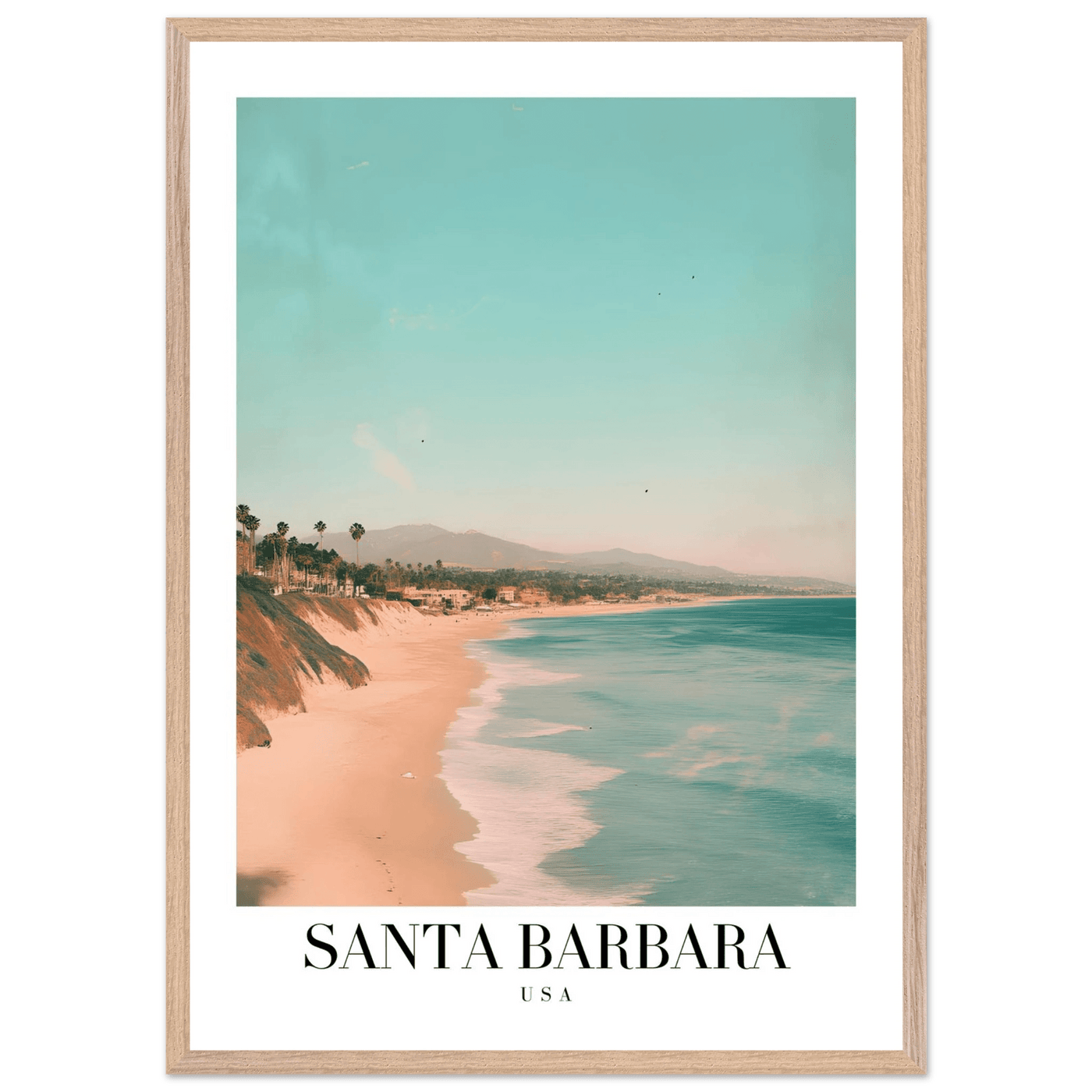 Santa Barbara USA Framed Poster – Pastel Beach Travel Wall Art in Your Choice of Frame - Vibrantwalls