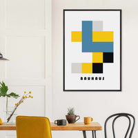 Bauhaus Geometric Abstract Yellow Blue Wall Art - Vibrantwalls