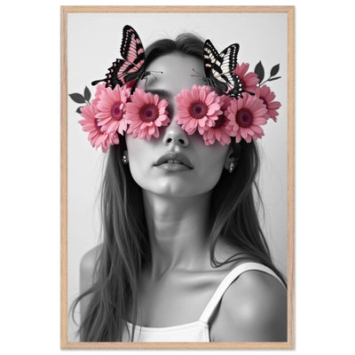 Woman With Flowers Decor - Elegant Floral Art for Home Decor - Vibrantwalls