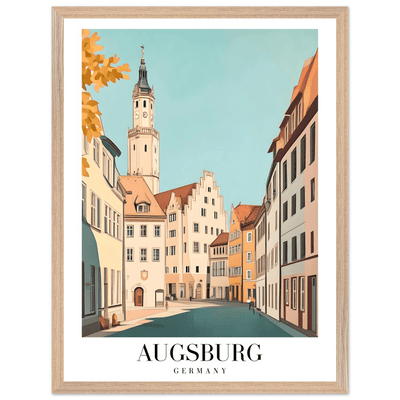 Augsburg Germany Framed Poster – Vintage European Cityscape Wall Art with Wooden Frame in Various Sizes - Vibrantwalls