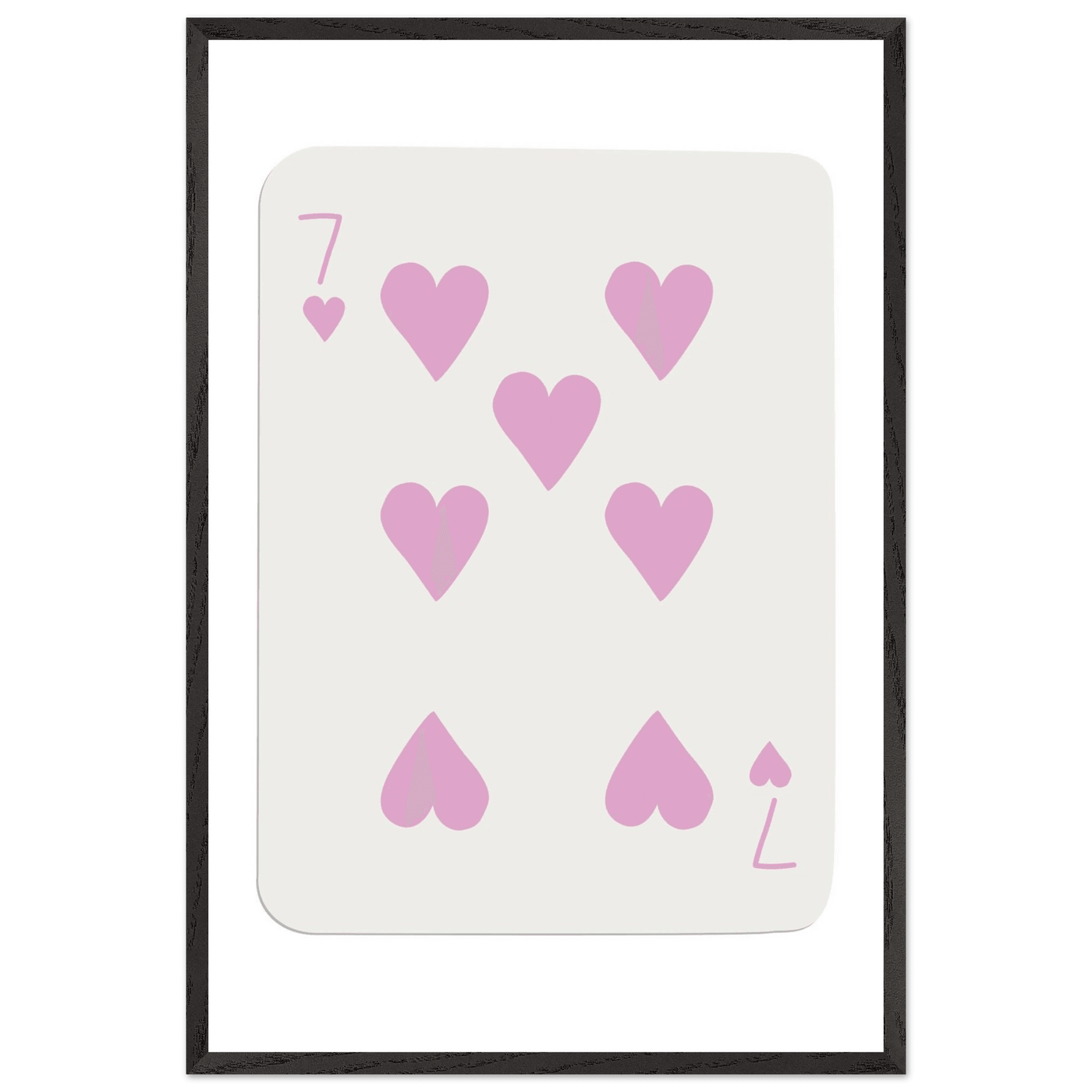 Charming Seven of Hearts Poker Card Print - Mounted Framed Poster Art with Eco-Friendly Wood Frame - Vibrantwalls
