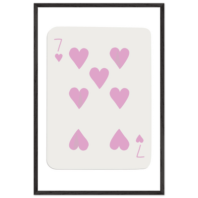 Charming Seven of Hearts Poker Card Print - Mounted Framed Poster Art with Eco-Friendly Wood Frame - Vibrantwalls