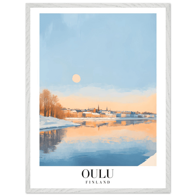 Oulu Finland Framed Poster – Serene Winter Sunset Wall Art with Wooden Frame - Vibrantwalls