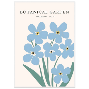 Botanical Garden Forget-Me-Nots Framed Poster - Soft Blue Floral Art Print | Ready-to-Hang Wall Decor - Vibrantwalls