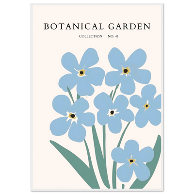 Botanical Garden Forget-Me-Nots Framed Poster - Soft Blue Floral Art Print | Ready-to-Hang Wall Decor - Vibrantwalls