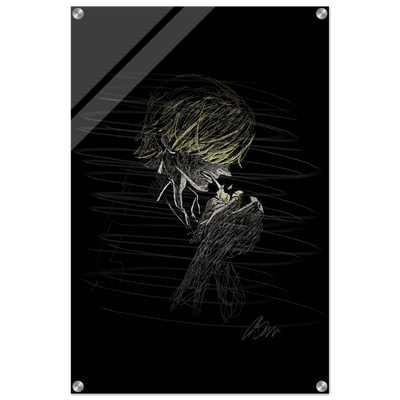 Manga Anime Wall Decor - Scribble Art Acrylic Print for Abstract Luminous Modern Home Aesthetics - Vibrantwalls