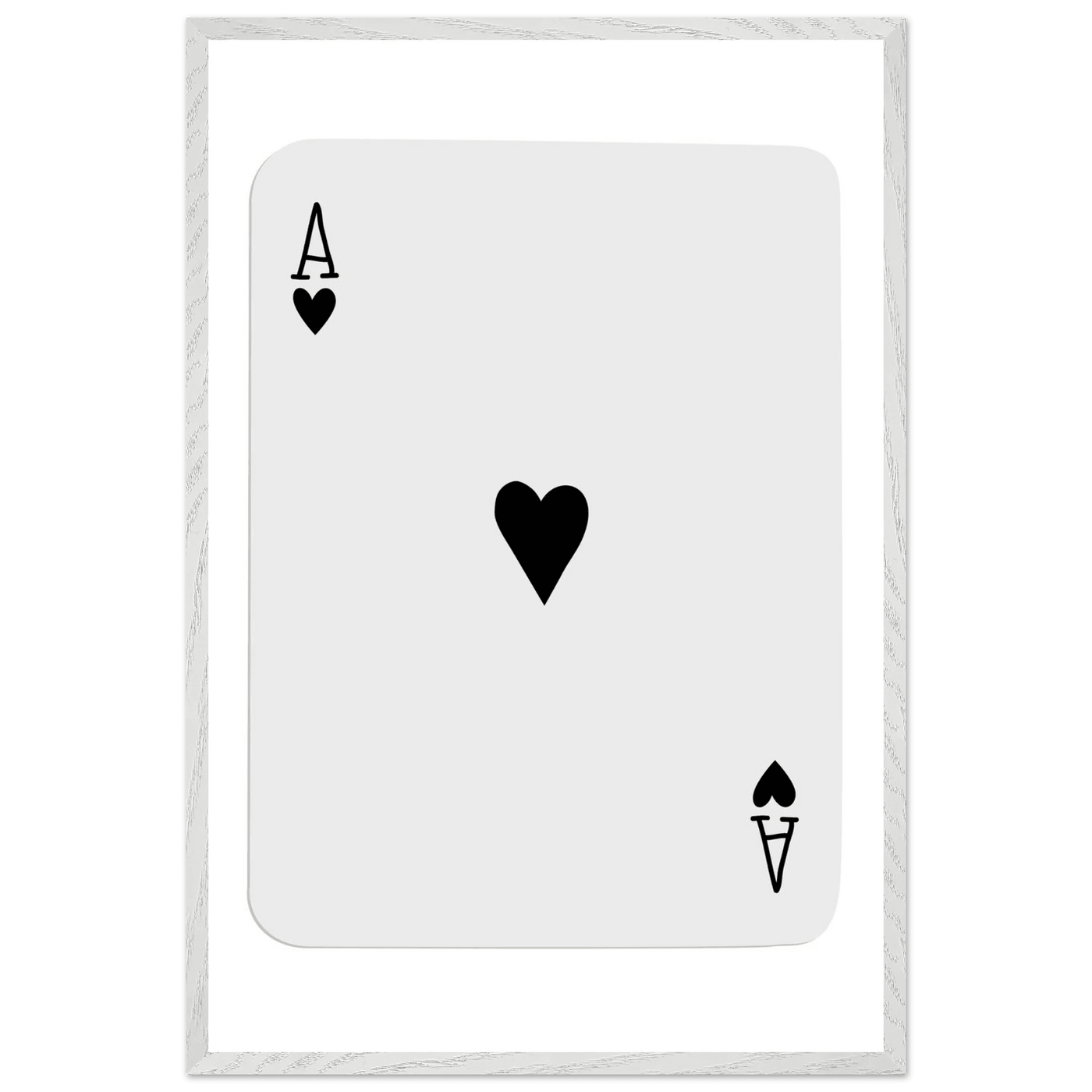 Ace of Hearts Minimalist Poker Card Art - Eco-Friendly Mounted Framed Poster, Choice of Frame Finish & Size - Vibrantwalls