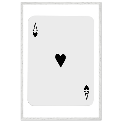 Ace of Hearts Minimalist Poker Card Art - Eco-Friendly Mounted Framed Poster, Choice of Frame Finish & Size - Vibrantwalls