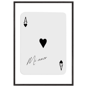 Mi Amor Ace of Hearts Framed Poster Art - Romantic Card Print with Eco-Friendly Wood Frame, Multiple Sizes & Colors - Vibrantwalls
