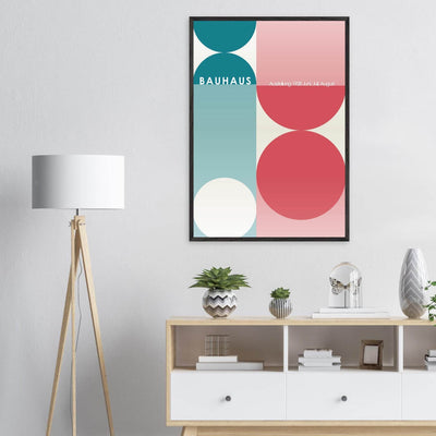 Bauhaus Retro Art Print in Teal and Coral for Unique Retro Decor - Vibrantwalls