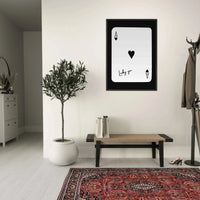 Ace of Hearts 'Lucky You' Framed Poker Card Art - Modern Black & White Print, Eco-Friendly Wood Frame - Vibrantwalls