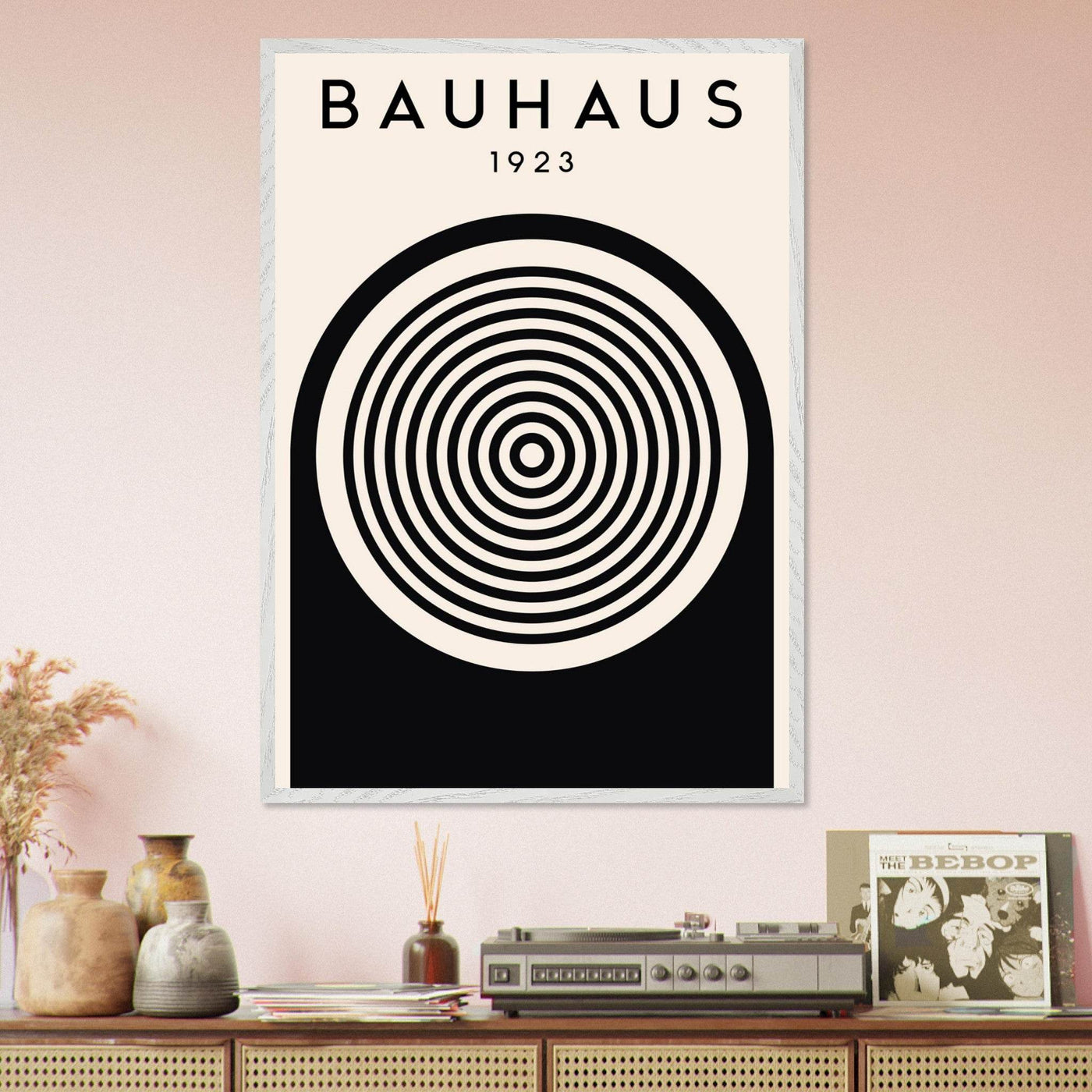 Bauhaus Black and White Art - Concentric Circle Design - Vibrantwalls