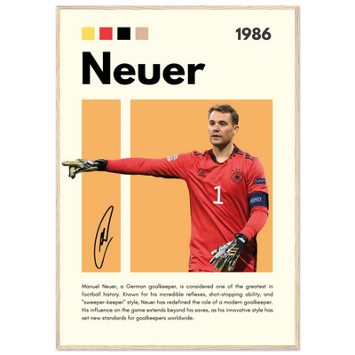 Manuel Neuer Goalkeeper Framed Football Legend Poster 70x100 cm 28x40″ Wood frame Vibrantwalls