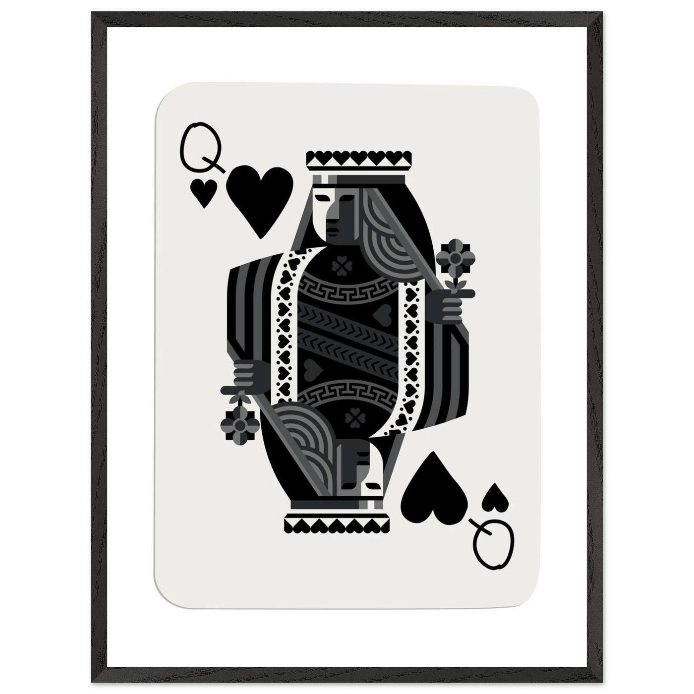 Queen of Spades Poker Card Print - Elegant Black & White Mounted Framed Poster Art, Eco-Friendly Wood Frame - Vibrantwalls