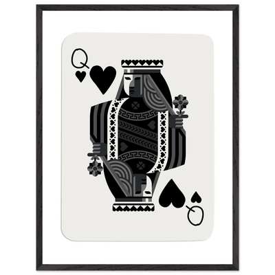 Queen of Spades Poker Card Print - Elegant Black & White Mounted Framed Poster Art, Eco-Friendly Wood Frame - Vibrantwalls
