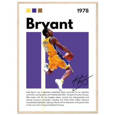 Kobe Bryant Black Mamba Lakers Vintage Poster 50x70 cm 20x28″ Wood frame Vibrantwalls