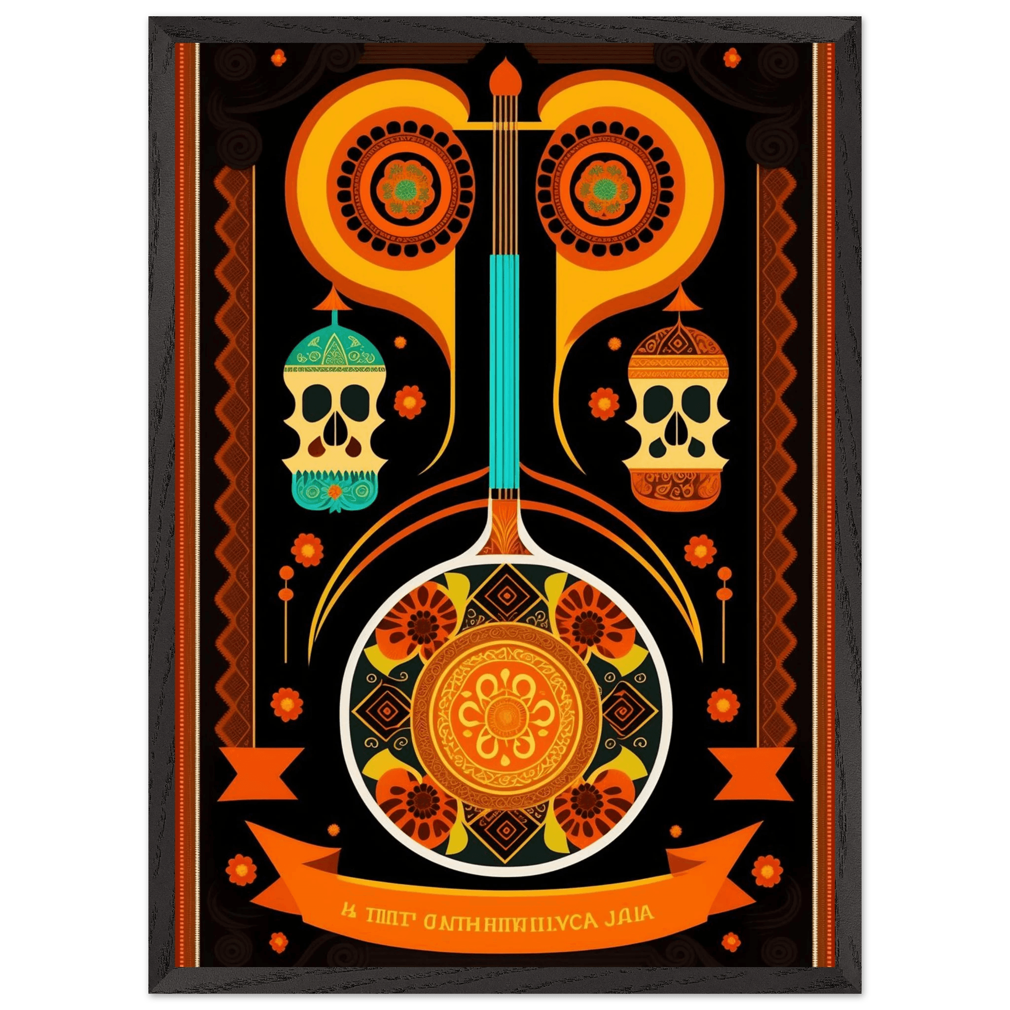 Vibrant Day of the Dead Guitar - Vibrantwalls