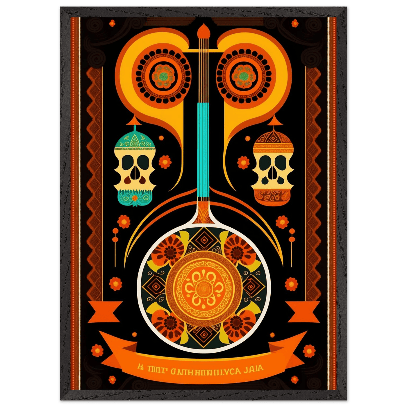 Vibrant Day of the Dead Guitar - Vibrantwalls