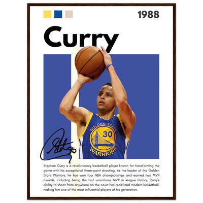 Stephen Curry Golden State Warriors Vintage Art 60x80 cm 24x32″ Dark wood frame Vibrantwalls