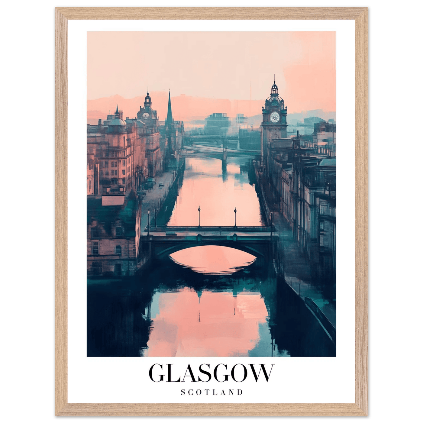 Glasgow Scotland Framed Poster – Atmospheric Cityscape Wall Art with Customizable Wooden Frame - Vibrantwalls