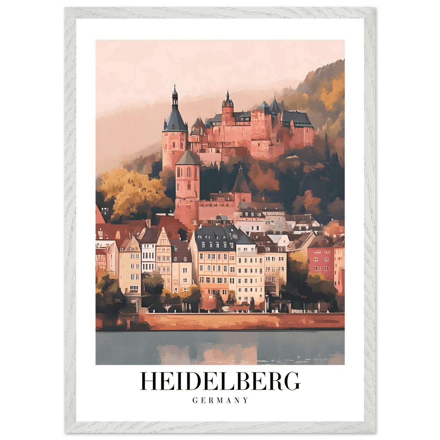 Heidelberg Germany Framed Poster – Vintage Travel Wall Art in Warm Autumn Hues - Vibrantwalls