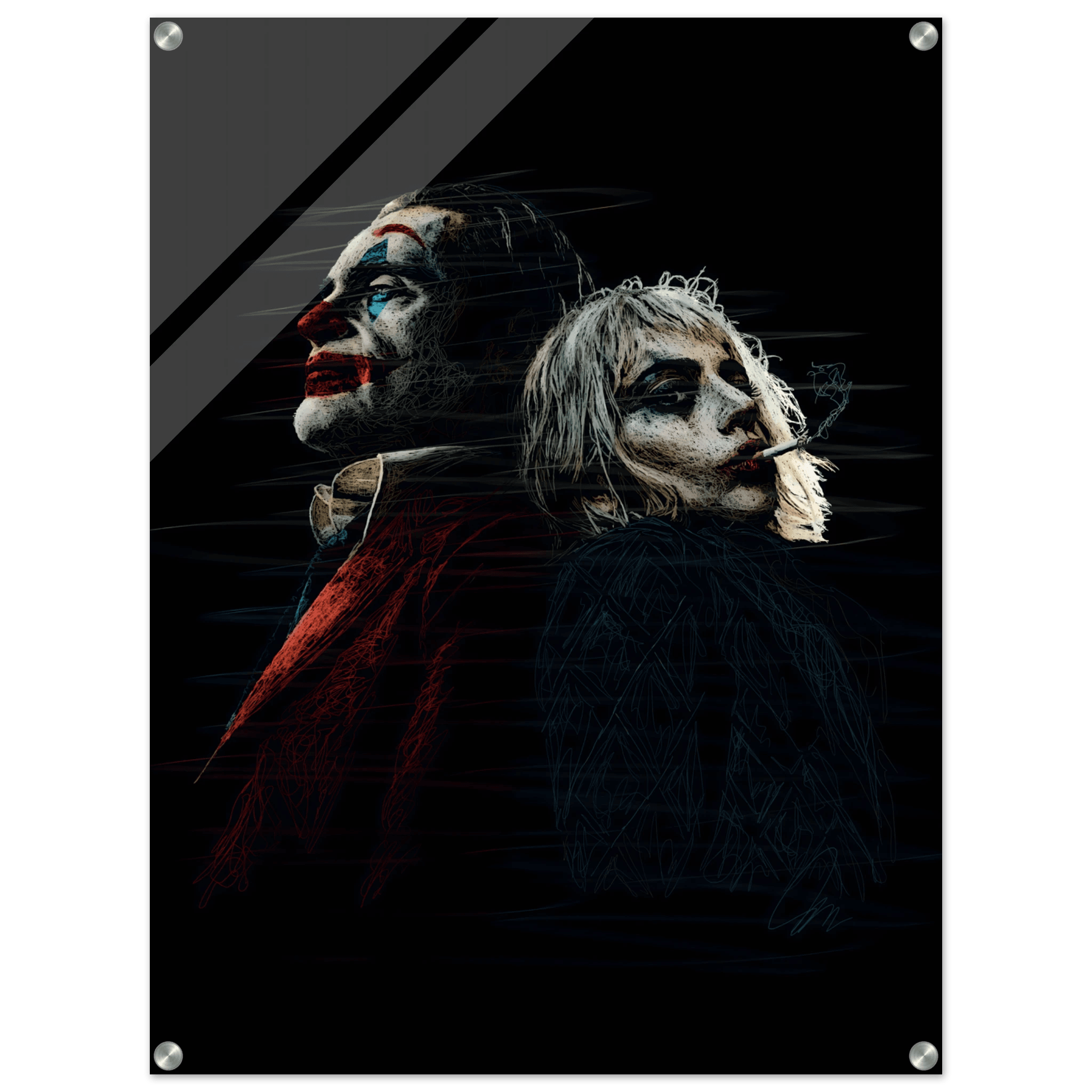 Joker & Harley Quinn Inspired Acrylic Print – Dark, Edgy, Modern Pop Art for Your Space - Vibrantwalls